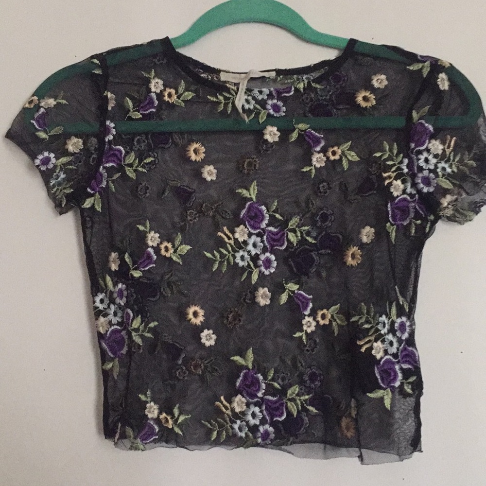 Urban outfitters floral mesh top
